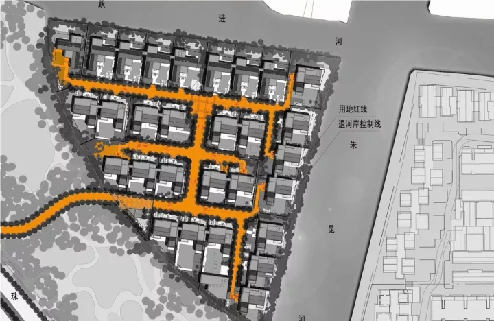 王字型路网造分解人流，，，，，，，，保证入口私密性